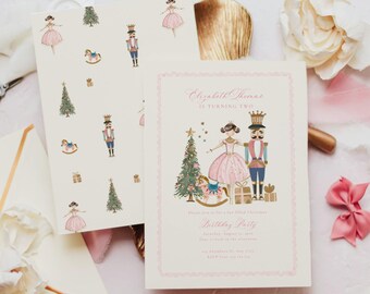 Nutcracker Sugarplum Birthday Invitation: Christmas Girl (Editable Template)