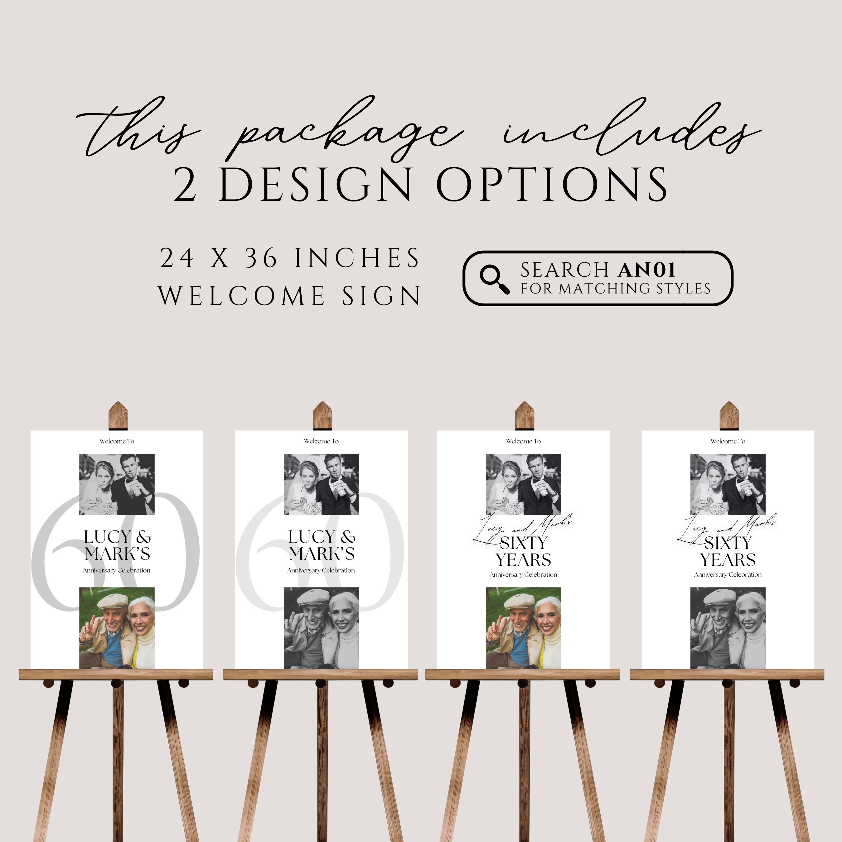 60th Wedding Anniversary Welcome Sign, 60th Wedding Anniversary ...