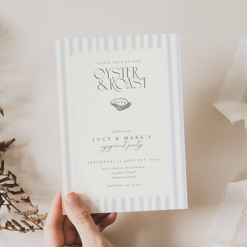 Oyster and Roast Engagement Party Invitation, Nautical Themed Oyster And Roast Engagement Invitation, Classic East Coast Engagement