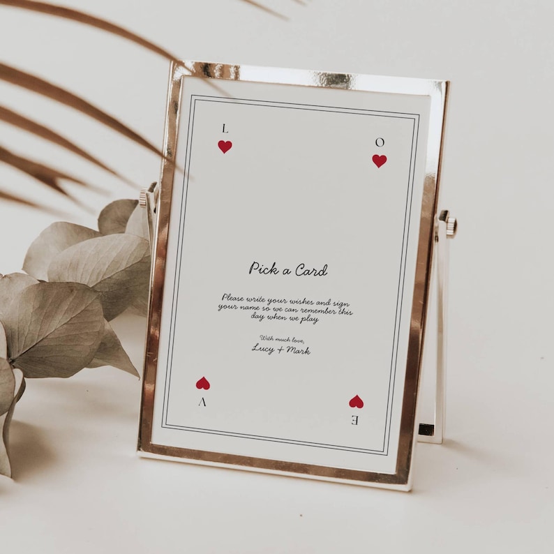 Playing Cards Guest Book Sign, Pick A Card Sign, Please Sign our Guest Book, Wedding Pick A Card Sign, Custom Playing Card Guestbook Sign Template