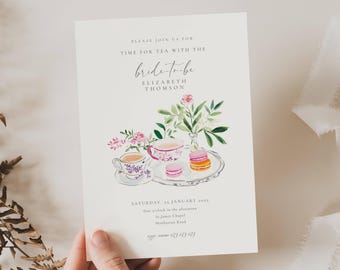 Time For Tea With The Bride To Be Invitation, Bridal Shower Tea Time, Tea Party Bridal Shower Invites, Tea Time Bridal Shower Invites