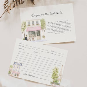 French Cafe Bridal Shower Invite, Paris Theme Bridal Shower, She Said Oui Bridal Shower Invite, Ooh La La Bridal Shower, Recipe Card Bridal