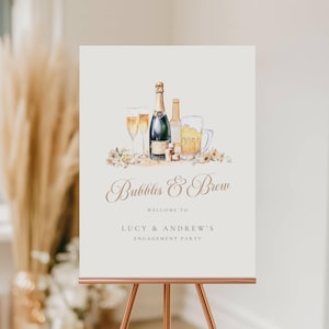 Bubbles And Brews Bridal Shower Welcome Sign: Before I Do's (Editable Template), Engagement Party, Couples Shower, Beer and Champagne