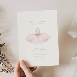 Tutu Excited Baby Shower Invite: Ballerina, Ballet, Pink Tutu (Editable Template)