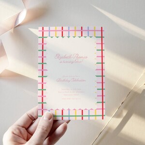 First Birthday Invite Primary Colors: Colorful Birthday Girl, Stripes (Editable Template)