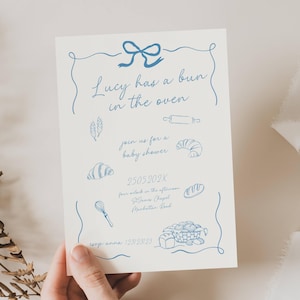 Bun In The Oven Baby Shower Invitation Template, Bakery Baby Shower Invitation, Bun In The Oven Baby Shower Girl Boy Gender Neutral, BUN