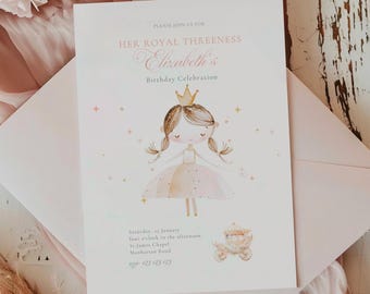 Princess 3rd Birthday Invitation: Royal Fairytale Party (Digital Download)
