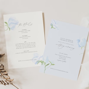 Dusty Blue Wedding Invite Set, Dusty Blue Wedding Invitation Templates, Blue Wedding Invite Set, Dusty Blue Wedding Invitation Suite, WD01