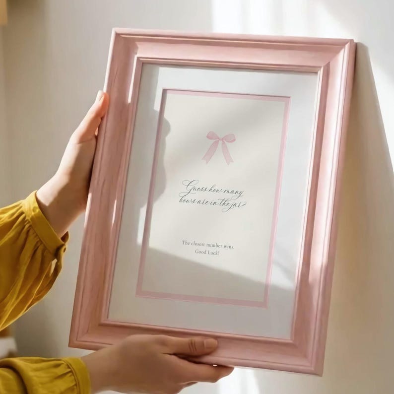 Guess How Many Bows Are in the Jar: Pink Bow Baby Shower, Ribbon Table ...
