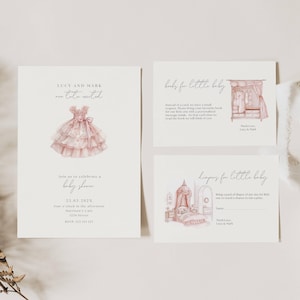 Invito per baby shower ballerina, invito per baby shower eccitato tutù, set di inviti per baby shower ballerina, invito per baby shower ballerina, CP01