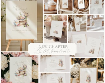 A New Chapter Begins Bridal Shower Invites, Book Theme Bridal Shower Invite, A New Chapter Begins Bridal Shower, Storybook Theme, Bundle