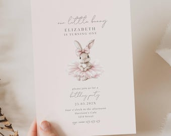 Some Bunny kończy roczek, Pierwsze zaproszenie na urodziny króliczka, Zaproszenie urodzinowe z motywem króliczka, Zaproszenie Some Bunny ma dwa lata, Królik w każdym wieku PR01