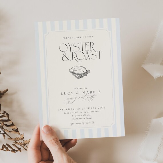 Oyster and Roast Engagement Party Invitation, Nautical Themed Oyster And Roast Engagement Invitation, Classic East Coast Engagement