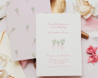 Little Sprout Baby Shower Invitation: Beetroot, Farmers Market (Editable Template)