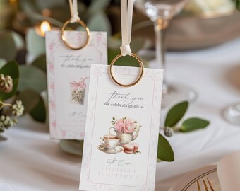 Time For Tea With The Bride To Be Thank You Tags, Bridal Shower Tea Time, Tea Party Bridal Shower Invites, Tea Time Bridal Shower Tags, TP01