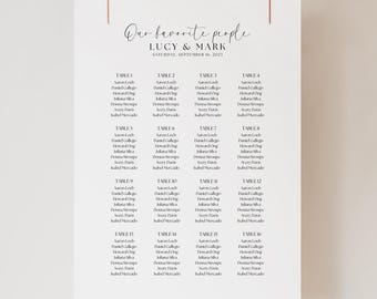 Minimalist Wedding Seating Chart Template, Modern Simple Wedding Plan Sign, Printable Find Your Seat Sign, Our Favorite People Wedding, ST01