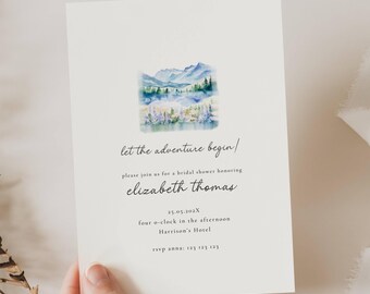 Let The Adventure Begin Bridal Shower, Mountain Bridal Shower Invite, Love is an Adventure Bridal Shower Invitation, Forest Bridal Shower MT