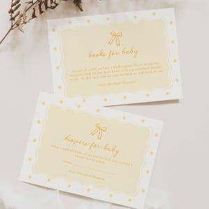Yellow Baby Shower Invitation: Whimsical Bow (Editable Template), Lemon Yellow, Handrawn, Gender Neutral, Wavy Border Yellow Baby Shower Invitation Template