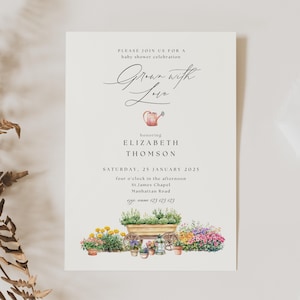 Grown with Love Baby Shower Invite, Locally Grown Baby Shower Invitation Template, Farmers Market Baby Shower Invite, Country Baby Shower LG
