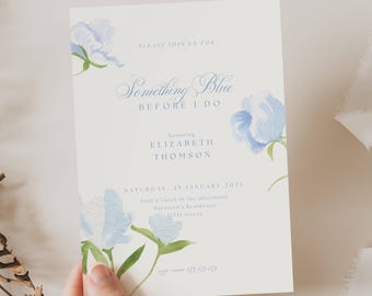 Something Blue Before I do Bridal Invitations, Dusty Blue Floral Bridal Shower Invite, Bridal Shower Theme Something Blue Before I Do, SB01