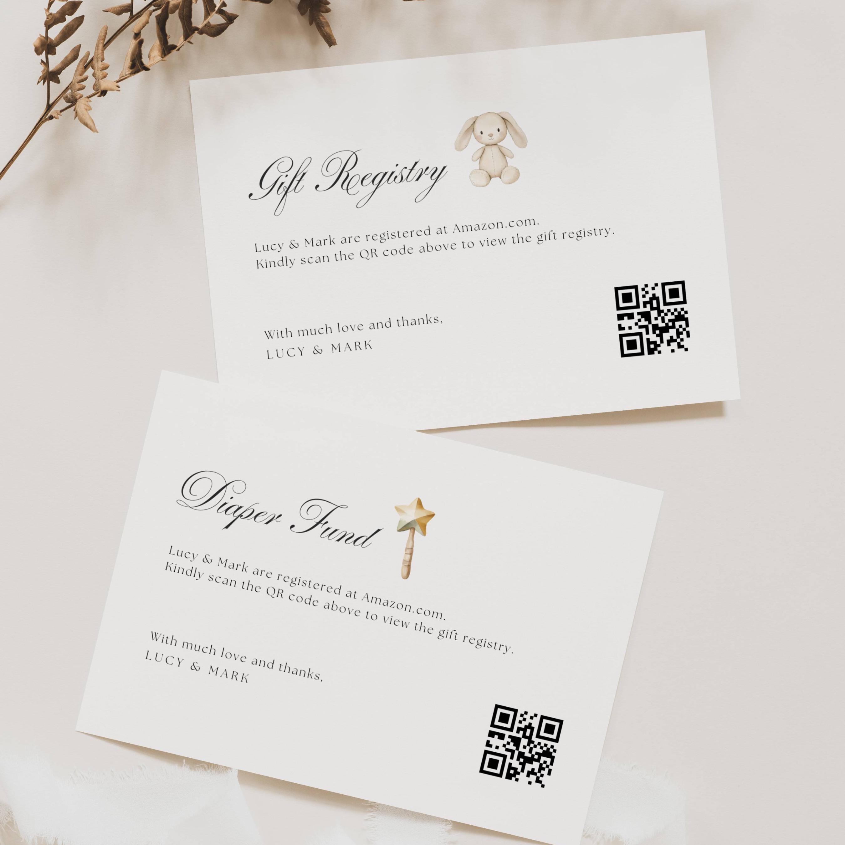 Baby Shower Registry Card Qr Codes, Baby Gift Registry Card