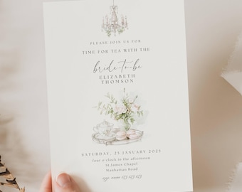 Time For Tea With The Bride To Be Invitation, Bridal Shower Tea Time, Tea Party Bridal Shower Invites, Tea Time Bridal Shower Invites