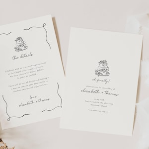 Convites de casamento hilários, convites de casamento modernos, convites de casamento íntimos, convites de casamento engraçados, convites de casamento desenhados à mão e criativos, WD01