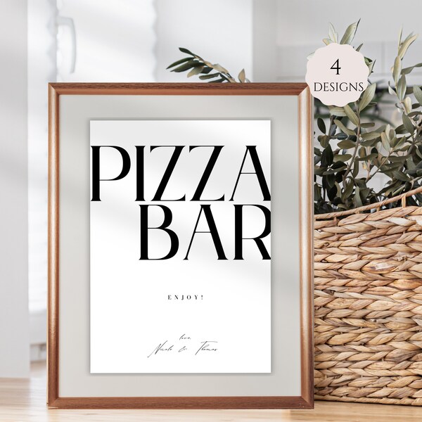 Panneau de bar à pizza pour mariage, panneau de mariage pizza, panneau de table de mariage, panneau de bar à pizza imprimable, panneau de table à pizza, décor de mariage, W06