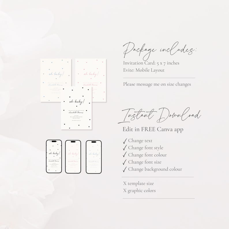 Minimalist Baby Shower Invite, Modern Baby Shower Invite, Classic Baby Shower, Hello Baby Gender Neutral Invite, Black White Baby Shower, Canva Editable Template