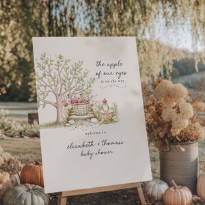 Apple Of My Eye Baby Shower Welcome Sign: Apple Of Our Eye, Autumn Fall Harvest (Editable Template)