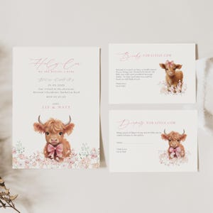 Invito per baby shower con mucca delle Highlands, invito per baby shower con mucca delle Highlands Boho, Oh santo cielo, stiamo per avere un bambino, baby shower con mucca, CP01