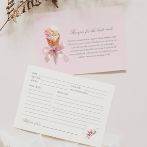 Tarjeta de receta "Ella ha sido recogida", despedida de soltera con helado, invitación para despedida de soltera con helado, tarjeta de receta con temática de helado, SC01