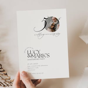 50th Anniversary Invitation With Photo, 50th Golden Anniversary Invitation, Minimalist Wedding Anniversary Invitation with Picture, AN01