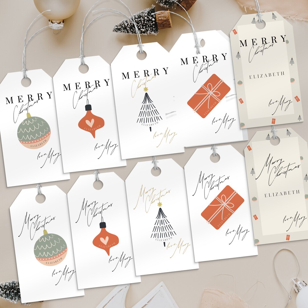 Printable Name Tags for Christmas Gifts, Favor Tags, Christmas