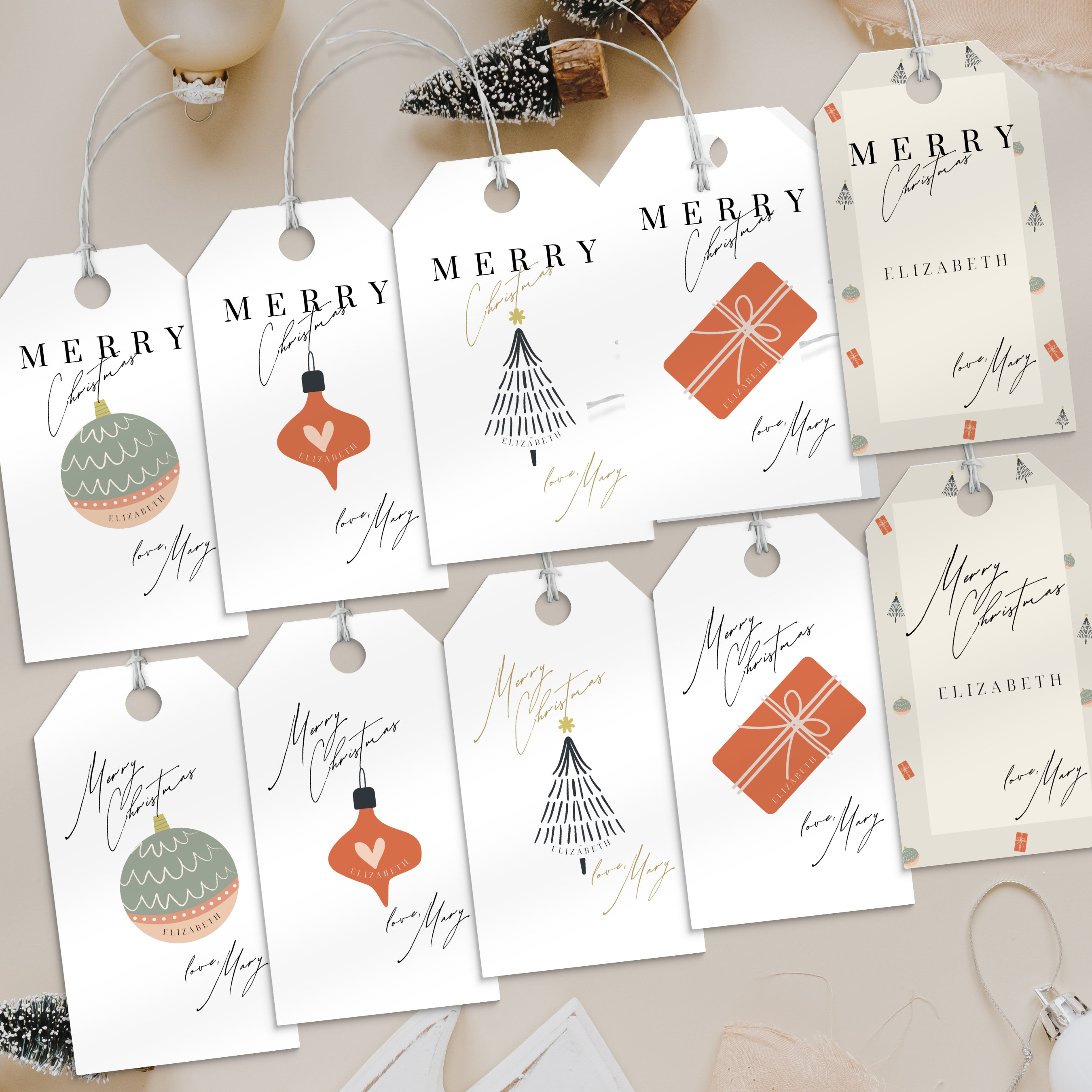 Printable Name Tags for Christmas Gifts, Favor Tags, Christmas Personalized Gift Tags, Instant ...