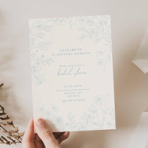 Vintage Bridal Shower Invitation Blue Toile French, Something Blue Before I do Bridal Invitation, Dusty Blue Floral Bridal Invitation, SB01