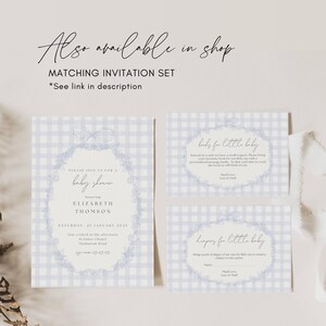 Blue Gingham Baby Shower Table Signs, Classic Gingham Boy Baby Shower Table Sign, Light Blue Plaid Baby Shower Table Sign, Cards and Gift Baby Shower Blue Gingham Sign Template