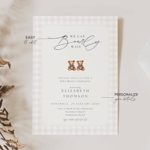 Can Bearly Wait Baby Shower Simple Invitation, Teddy Bear Baby Shower Invitation, We Can Bearly Wait Baby Shower Gender Neutral Invitation Template
