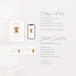 Highland Cow Baby Boy Invite Baby Shower, Boho Highland Cow Baby Shower Invite, Oh Holy Cow We Are Having a Baby Boy, Cow Baby Shower, Canva Editable Template