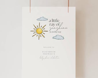 Little Ray Of Sunshine Baby Shower Welcome Sign, Sunshine Baby Shower Welcome Sign, Sun Baby Shower, Ray of Sunshine Baby Shower Sign, SON