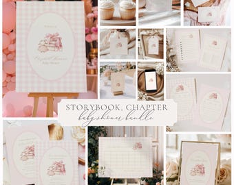 A New Chapter Baby Shower Invite Girl: Storybook Pink (Editable Template), Next Chapter Baby Girl Pink, Bundle