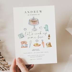 Cooking Class Birthday Invitation, Editable Baking Birthday Invitation Template, Cooking Birthday Party, Baking Birthday Party, Sweet PP01