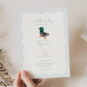 Mallard Duck Baby Shower Invitation, Little Duckling Baby Shower Invitation, A Little Mallard Duckling Is On The Way Baby Shower Invite, DCK