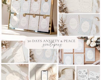 30-Day KJV Scripture Cards for Anxiety, Floral Botanical Printables Bundle (Digital Download)
