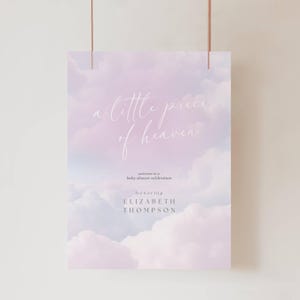 A Little Piece Of Heaven Baby Shower Sign, Little Piece Of Heaven Baby Shower, A Little Piece Of Heaven Clouds Baby Shower Welcome Sign C901