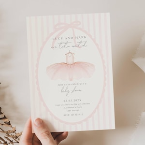 Invito per baby shower con ballerina, invito per baby shower con tutù, set di inviti per baby shower con ballerina, invito per baby shower con ballerina, CP01
