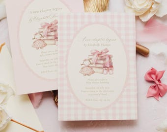 A New Chapter Baby Shower Invite Girl, Pink Storybook, Next Chapter (Editable Template)