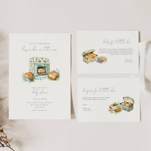 Bun In The Oven Baby Shower Invitation Template, Bakery Baby Shower Invitation, Bun In The Oven Baby Shower Girl Boy Gender Neutral, BUN