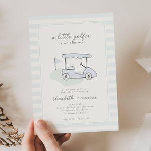 Golf Baby Shower Invitation Boy, Mały Golfista W Drodze, Mały Putter W Drodze, Mały Caddie W Drodze, Golf Boy, GLF