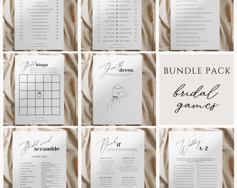 Minimalist Bridal Shower Games Bundle, Bridal Shower Games Printable, Fun Bridal Shower, Bridal Shower Games Bundle, Hen Party Games, WC01